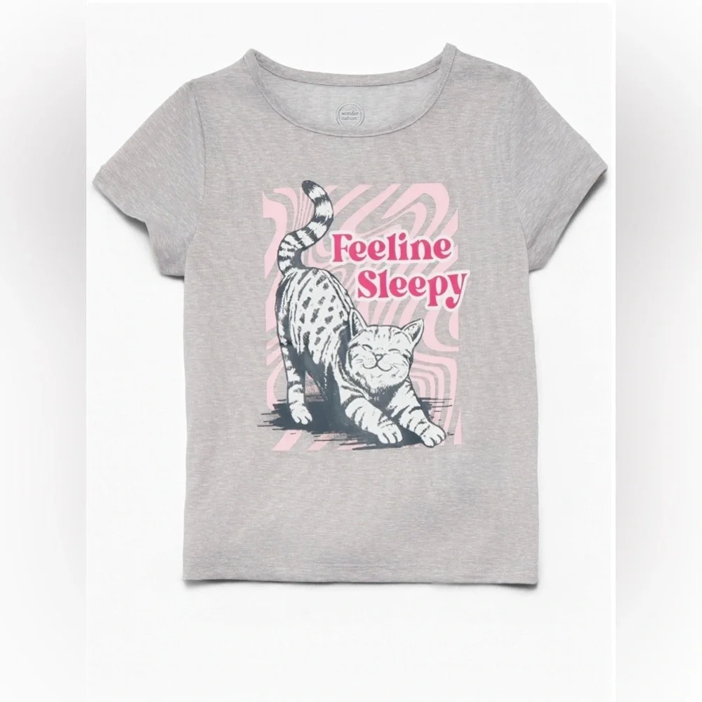 Wonder Nation Gray and Pink Cat Pajama Set